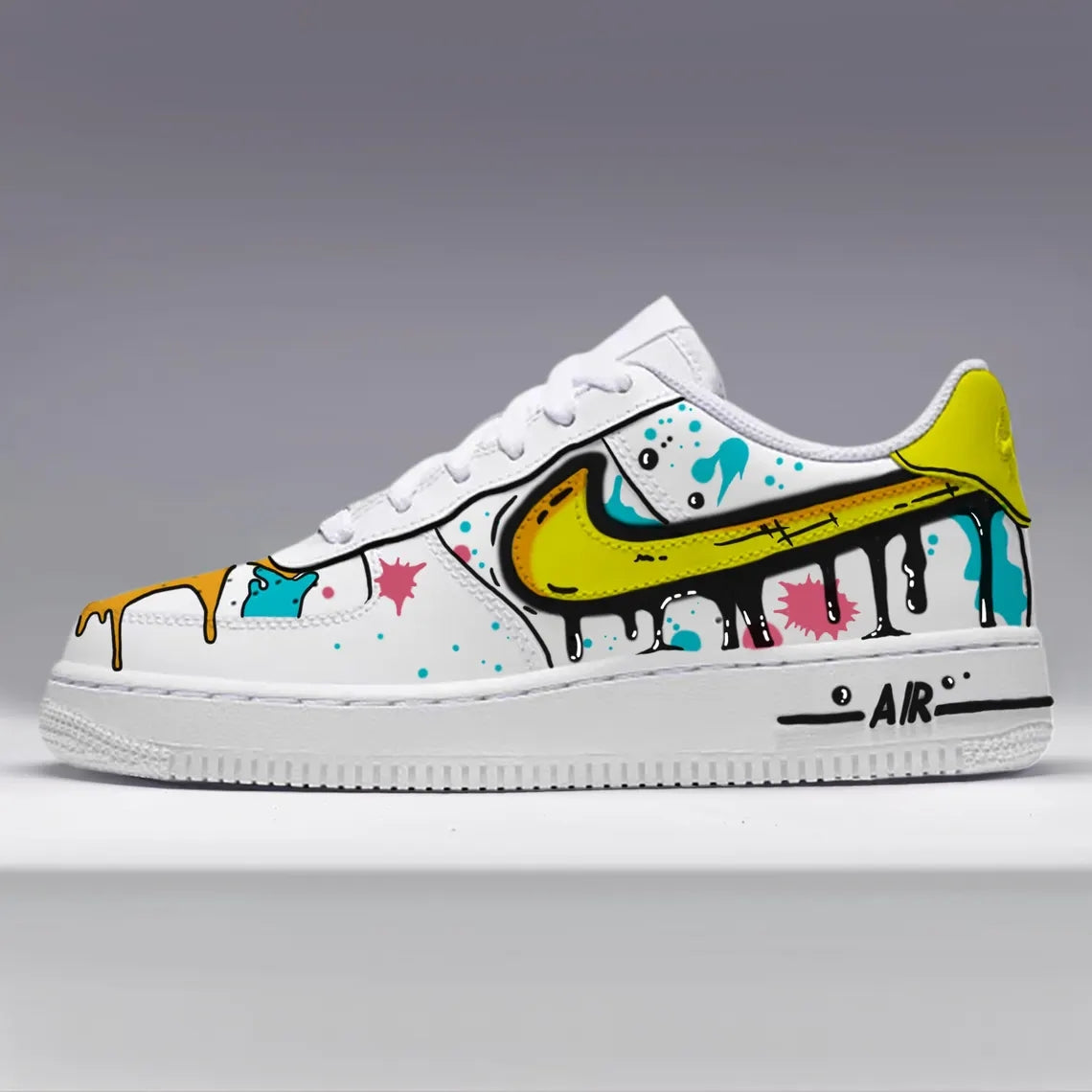 Custom Air Force 1 White Yellow Graffiti Design-shecustomize