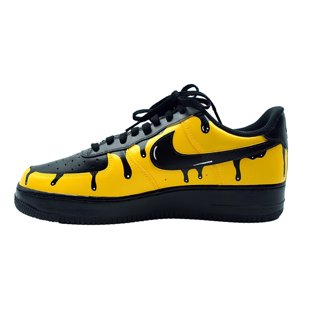 Custom Air Force 1 Yellow Black Drip Pattern-shecustomize