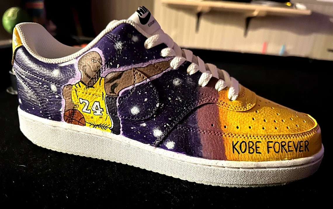 Custom Air Force 1 Yellow Purple Kobe Bryant Tribute-shecustomize