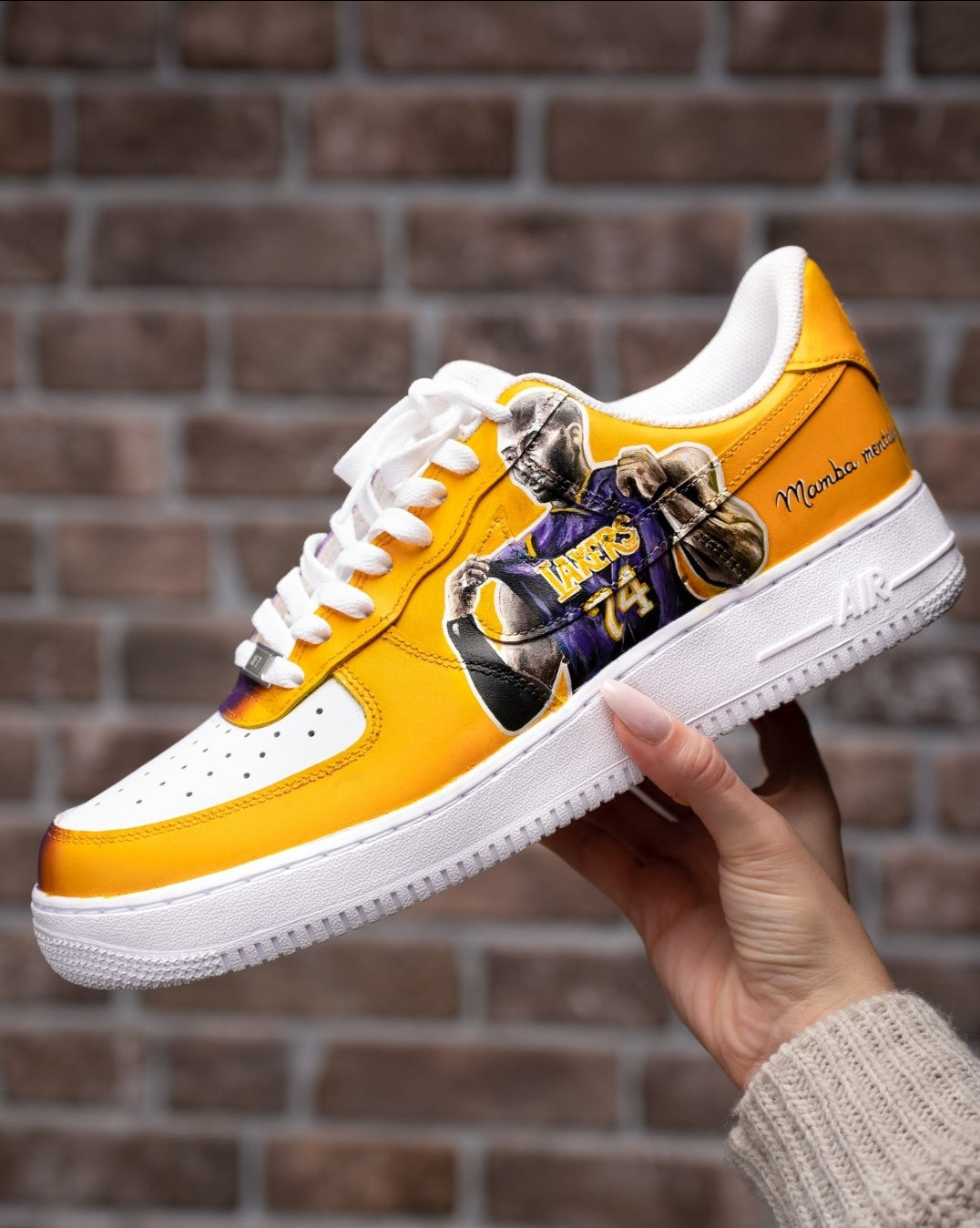 Custom Air Force 1 Yellow Purple Lakers And Kobe Bryant Design-shecustomize