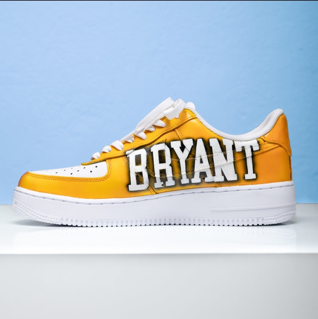 Custom Air Force 1 Yellow Purple Lakers And Kobe Bryant Design-shecustomize