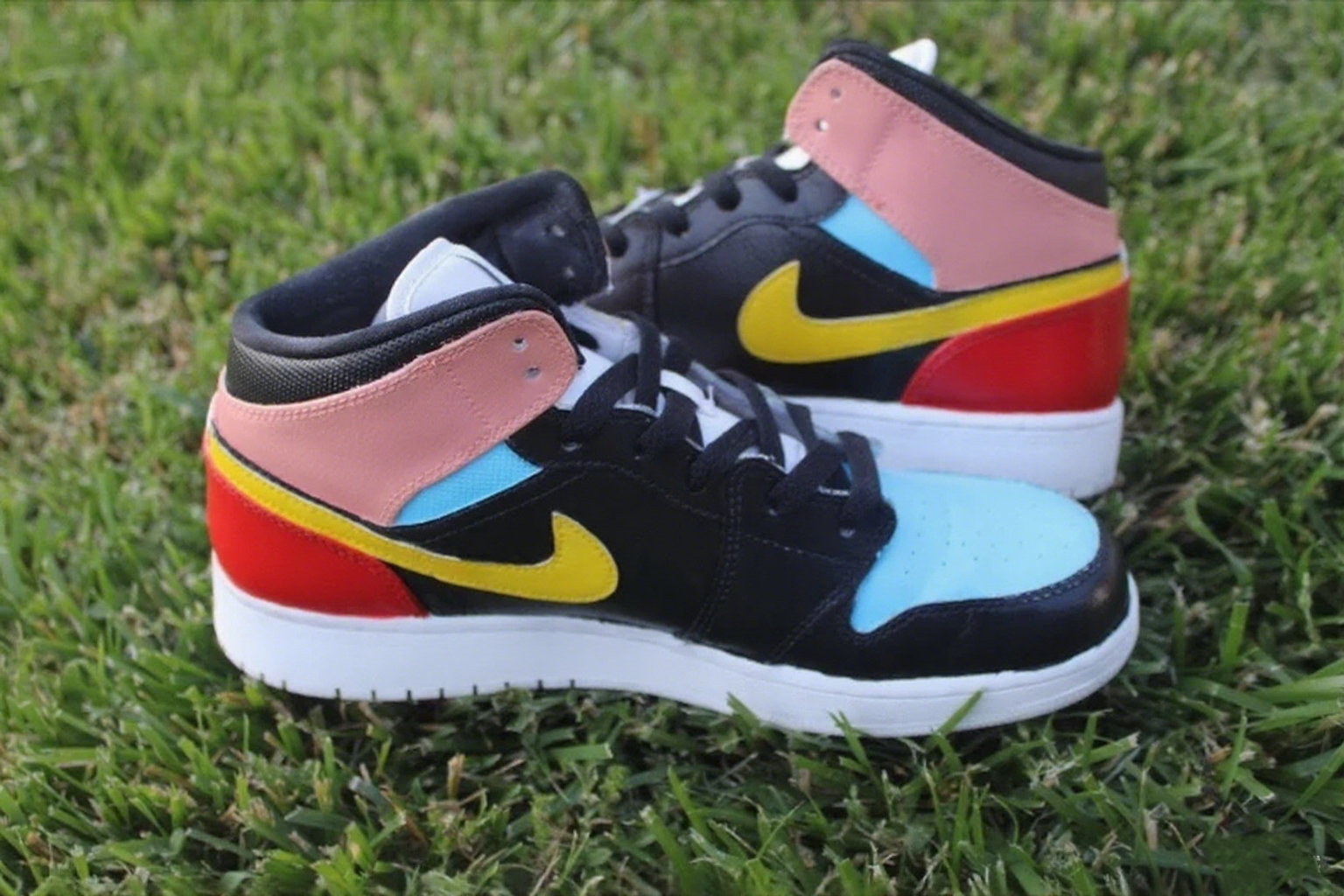 Custom Air Jordan 1 Baby Blue Pink Black Red Color