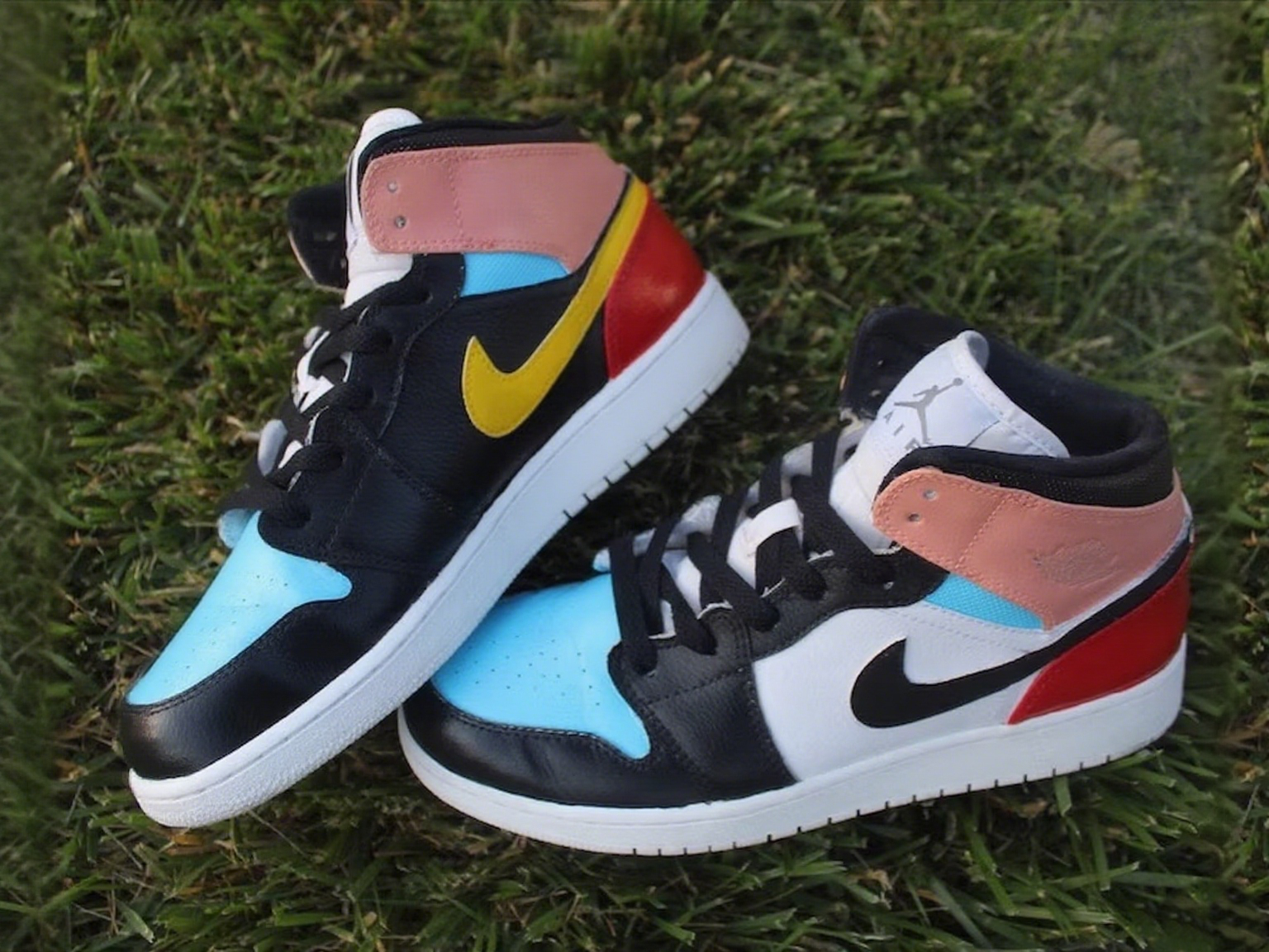 Custom Air Jordan 1 Baby Blue Pink Black Red Color