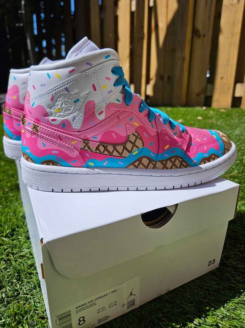 Custom Air Jordan 1 Baby Pink Ice - Cream