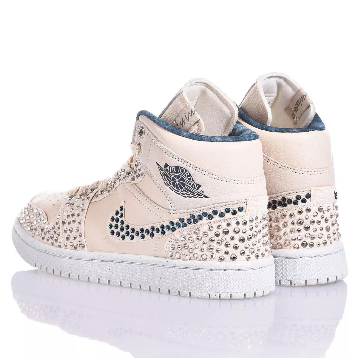 Custom Air Jordan 1 Beige Rhinestone