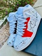Custom Air Jordan 1 Black With Red Black Splatter-shecustomize