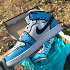 Custom Air Jordan 1 Blue Cartoon Pattern