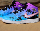 Custom Air Jordan 1 Blue Purple Coconut Tree Black Silhouette