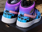 Custom Air Jordan 1 Blue Purple Coconut Tree Black Silhouette