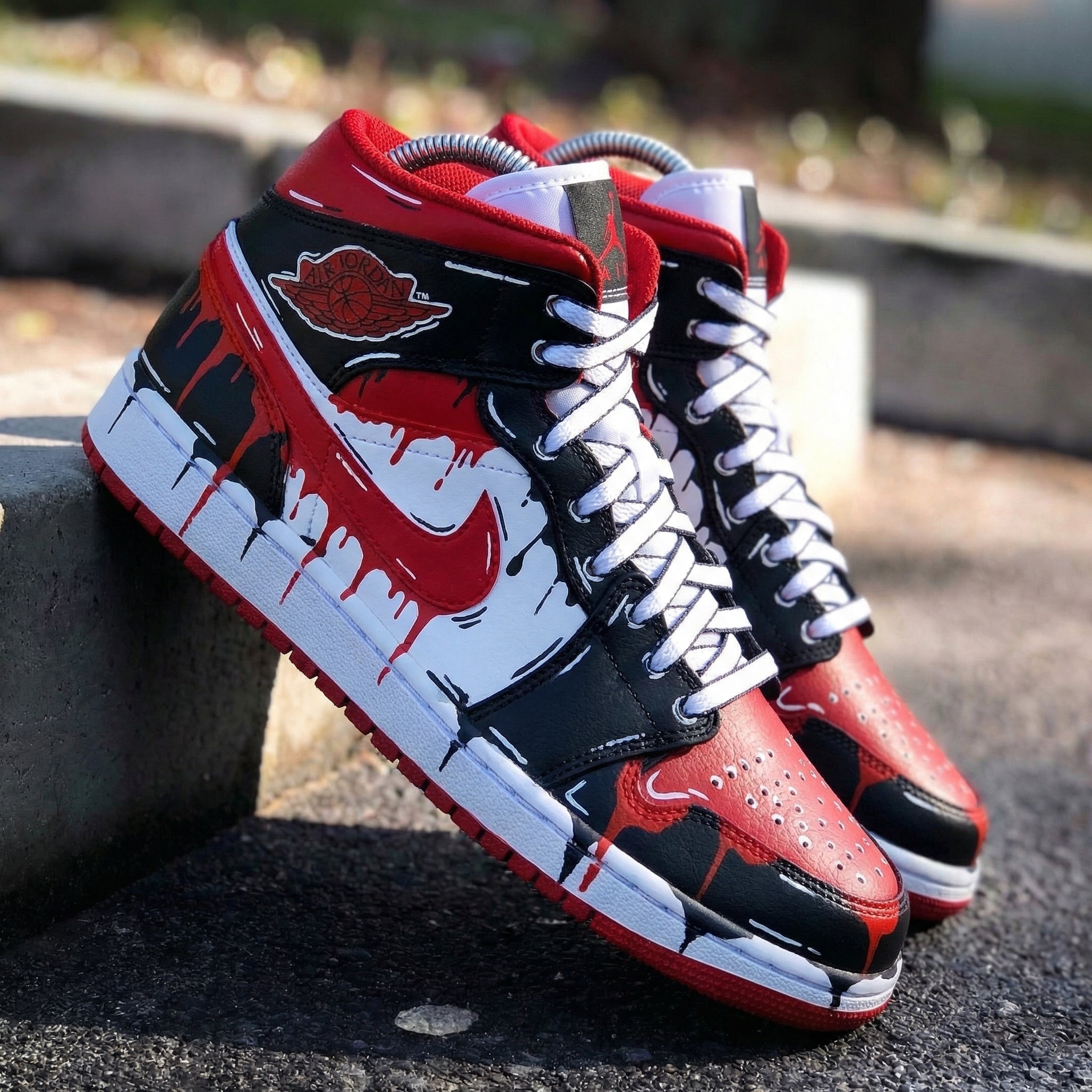 Custom Air Jordan 1 Drip Design Red Black