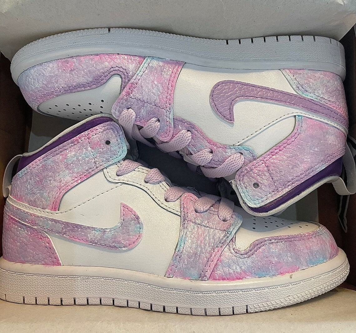 Custom Air Jordan 1 Pink Purple Tie - Dye-shecustomize