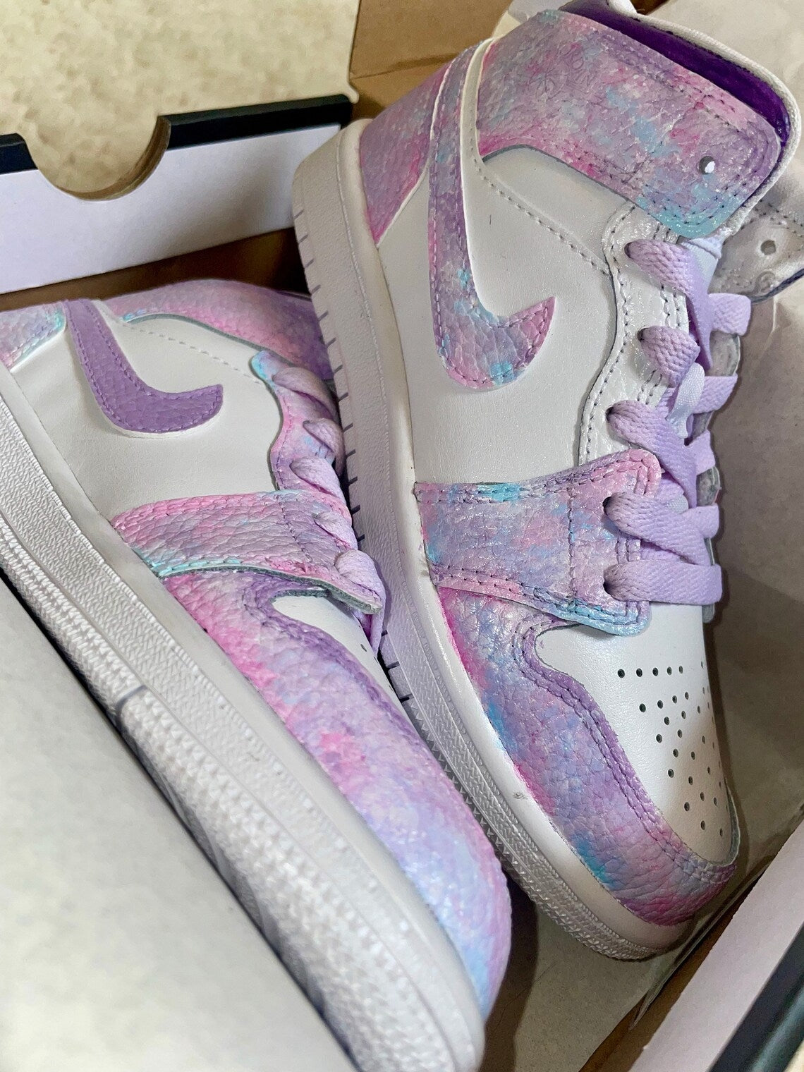 Custom Air Jordan 1 Pink Purple Tie - Dye-shecustomize