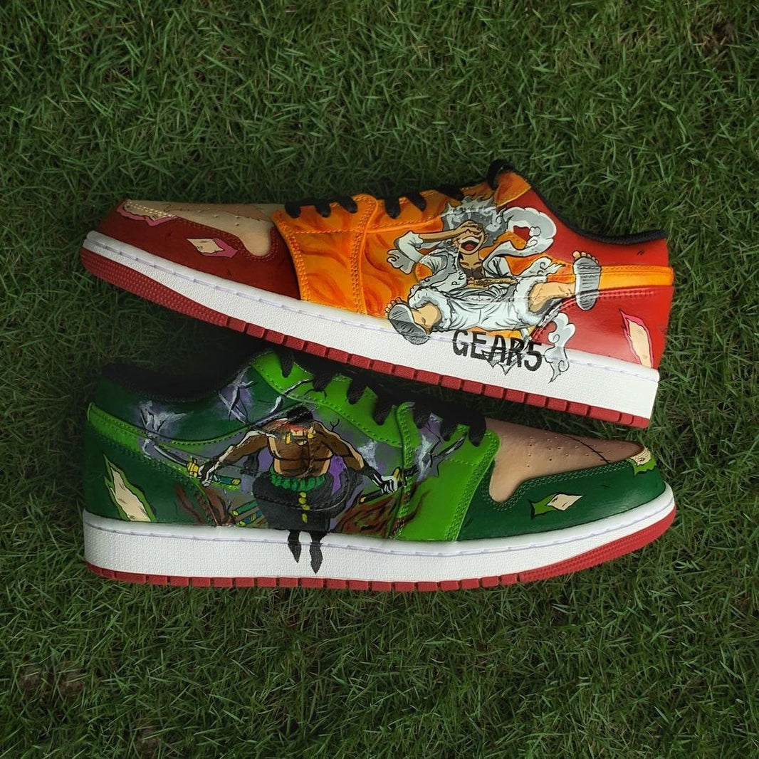 Custom Air Jordan 1 Red Green One Piece Theme-shecustomize