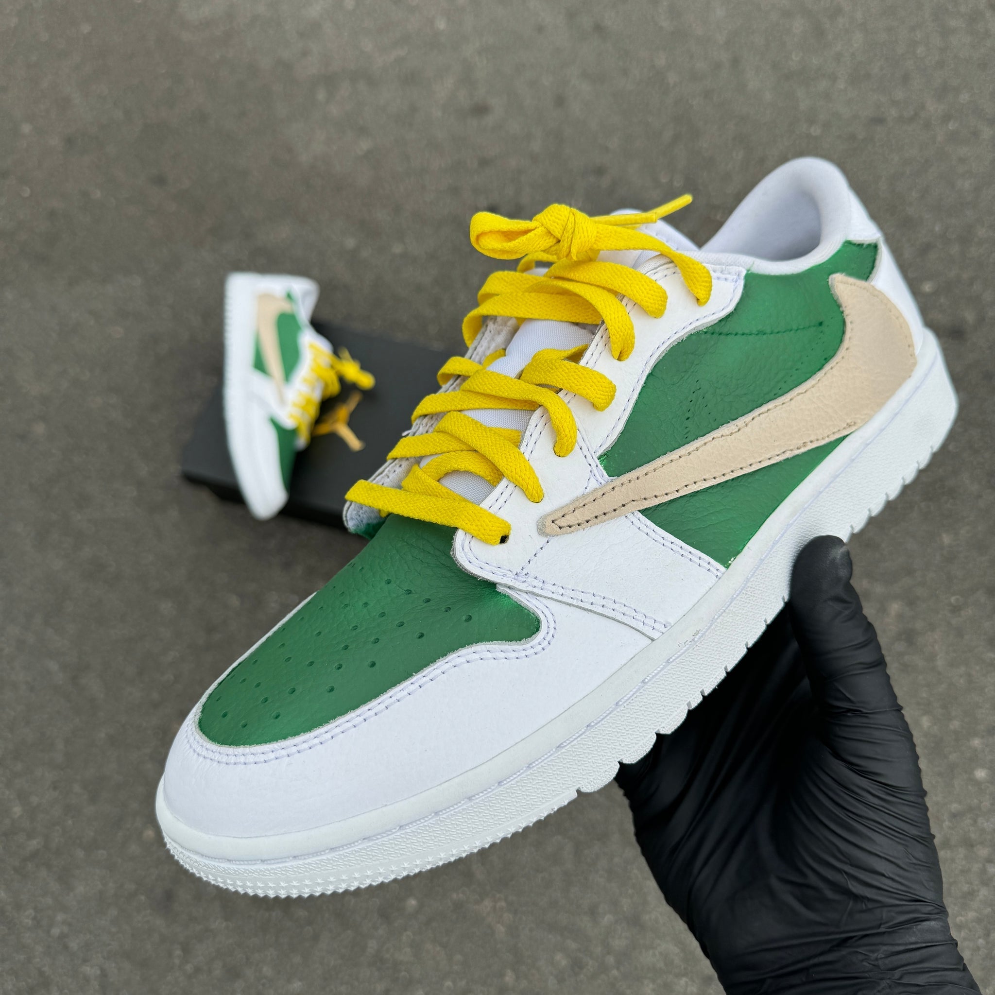 Custom Air Jordan 1 Travis Scott White Green Yellow