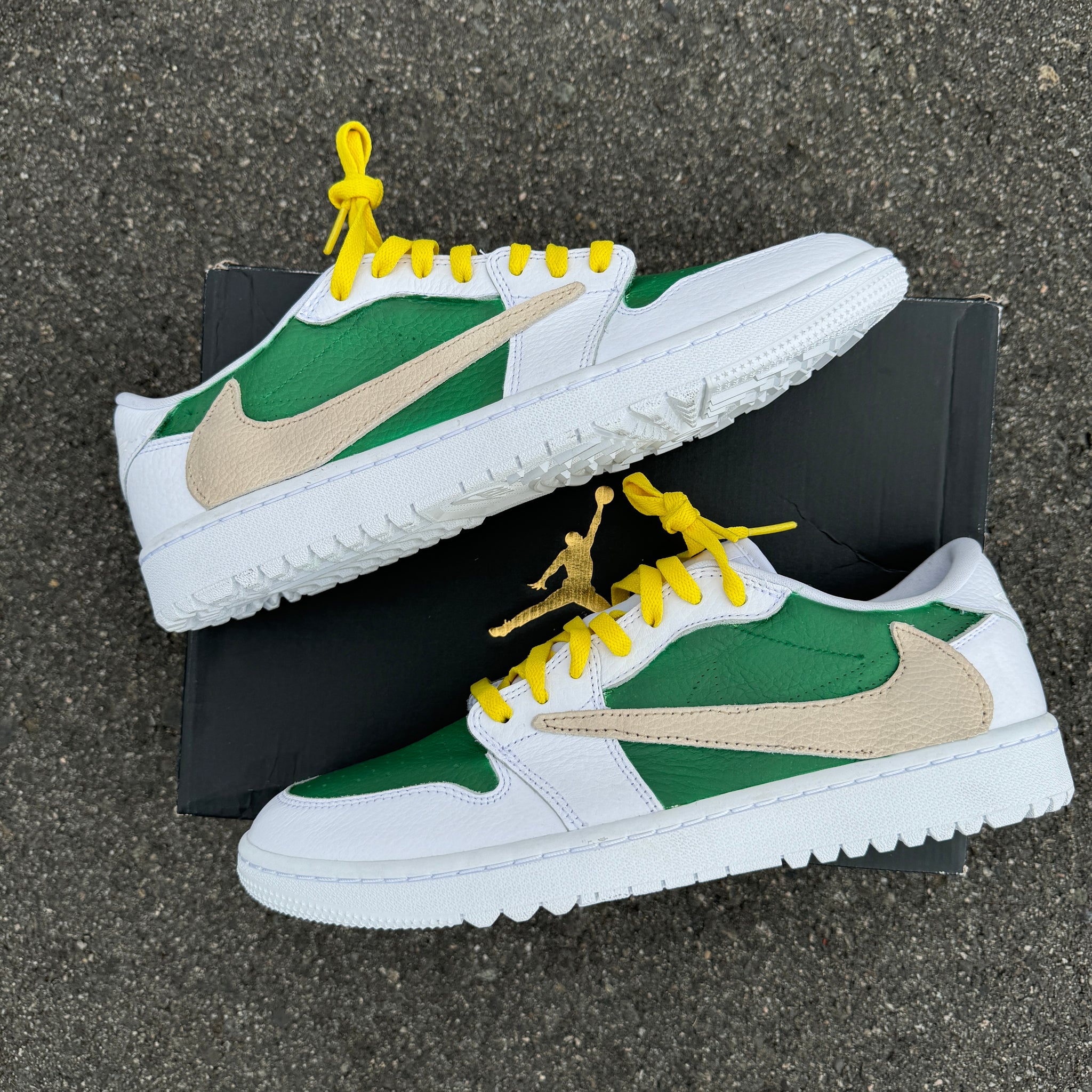 Custom Air Jordan 1 Travis Scott White Green Yellow