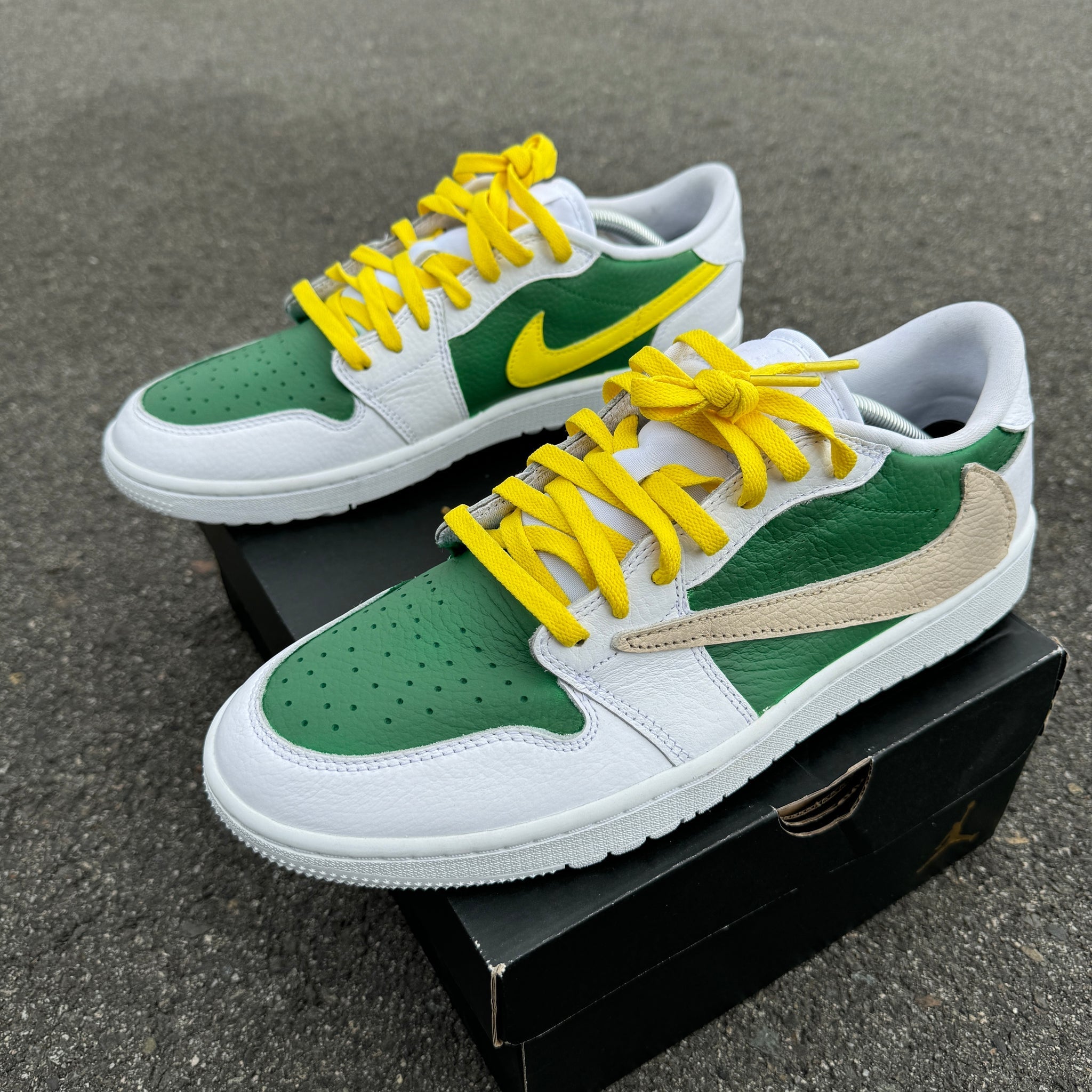 Custom Air Jordan 1 Travis Scott White Green Yellow