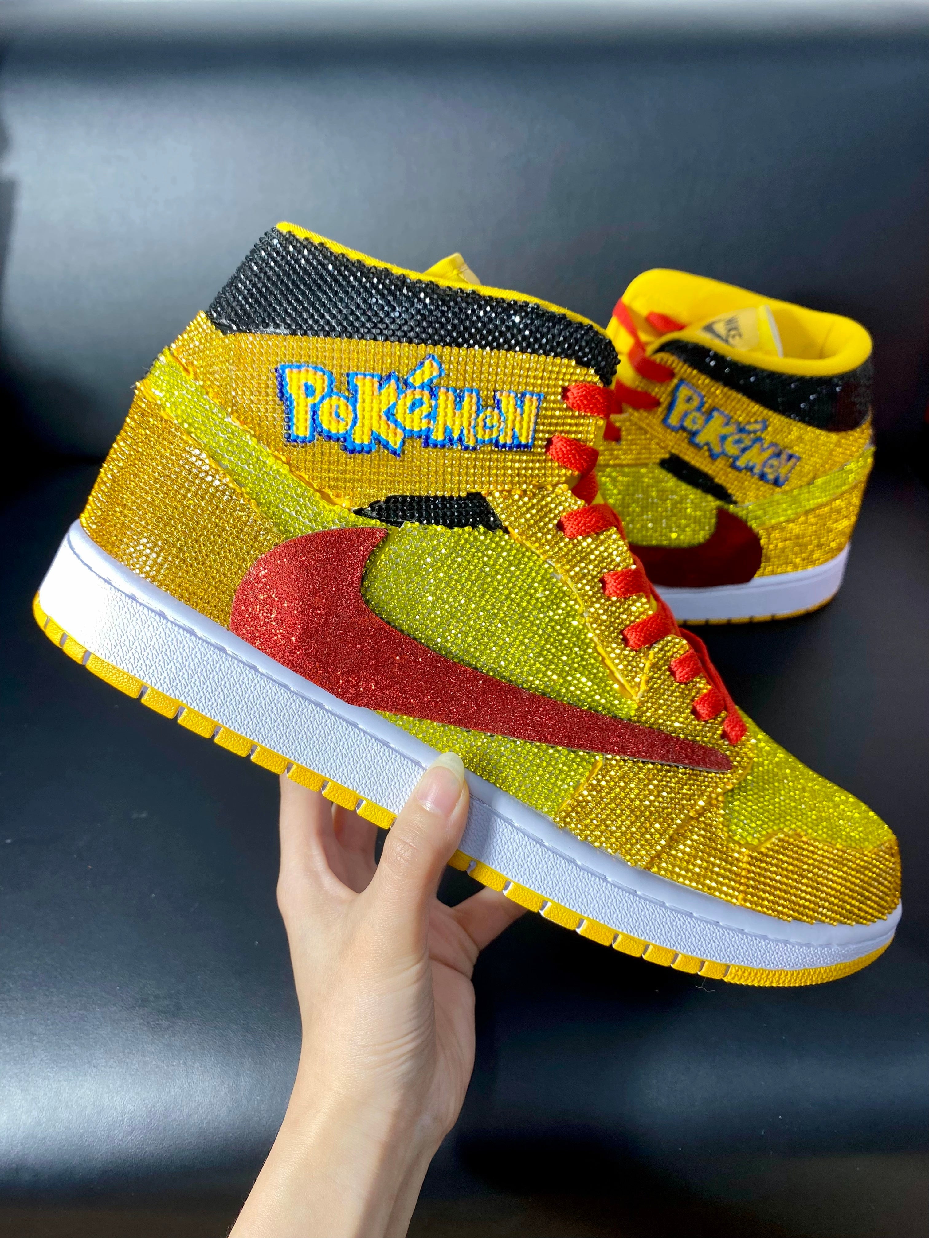 Custom Air Jordan 1 Travis Scott Yellow Pokemon Theme
