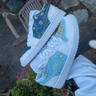 Custom Air Jordan 1 White Blue Celestial Theme-shecustomize