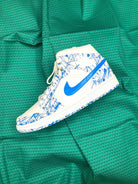 Custom Air Jordan 1 White Blue Splatter Pattern-shecustomize
