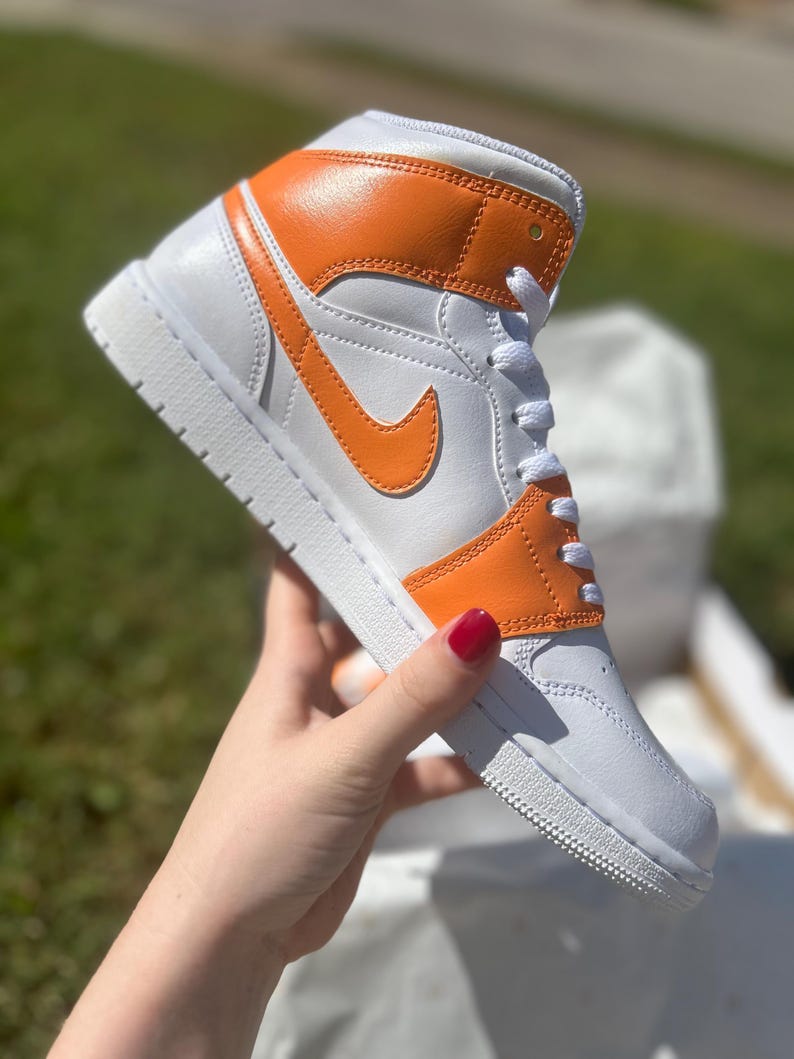 Custom Air Jordan 1 White Orange Butterfly Pattern