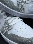 Custom Air Jordan 1 White Silver Glitter Rhinestones