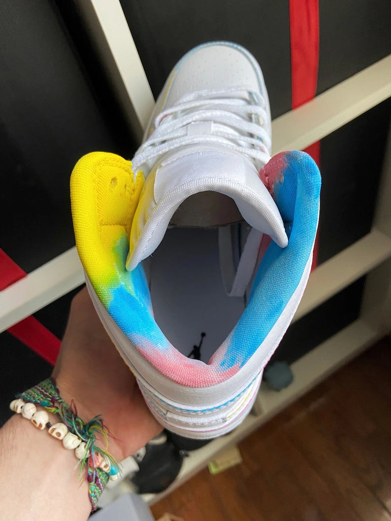 Custom Air Jordan 1 White With Multicolor Outline