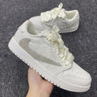 Custom Air Jordans X Travis Scott White LV With Rhinestones