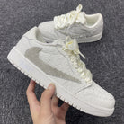 Custom Air Jordans X Travis Scott White LV With Rhinestones