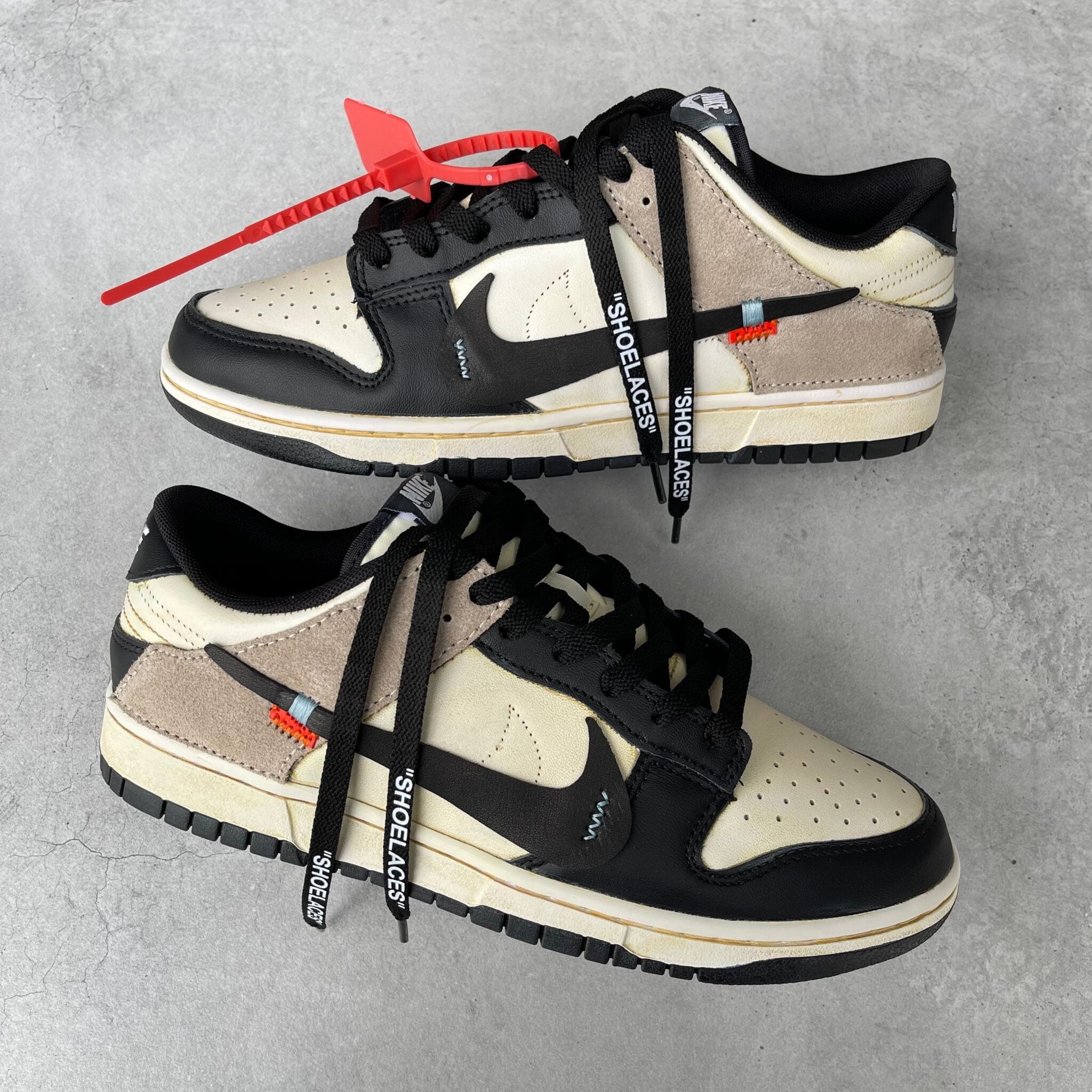 Custom Dunk Black Beige Text Design-shecustomize