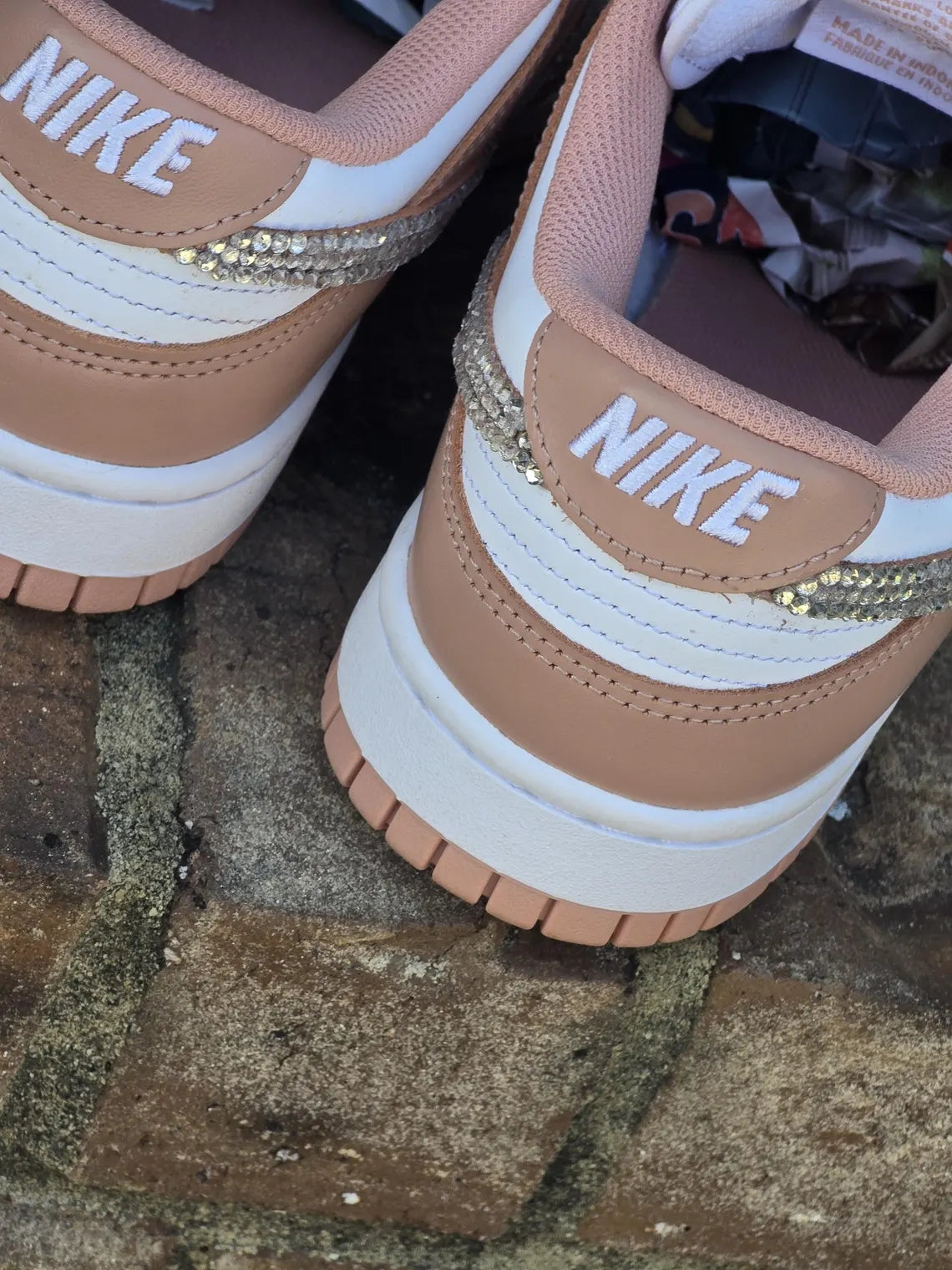 Custom Dunk Brown Sliver Rhinestone