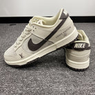 Custom Dunk Off - White Khaki With LV Logo