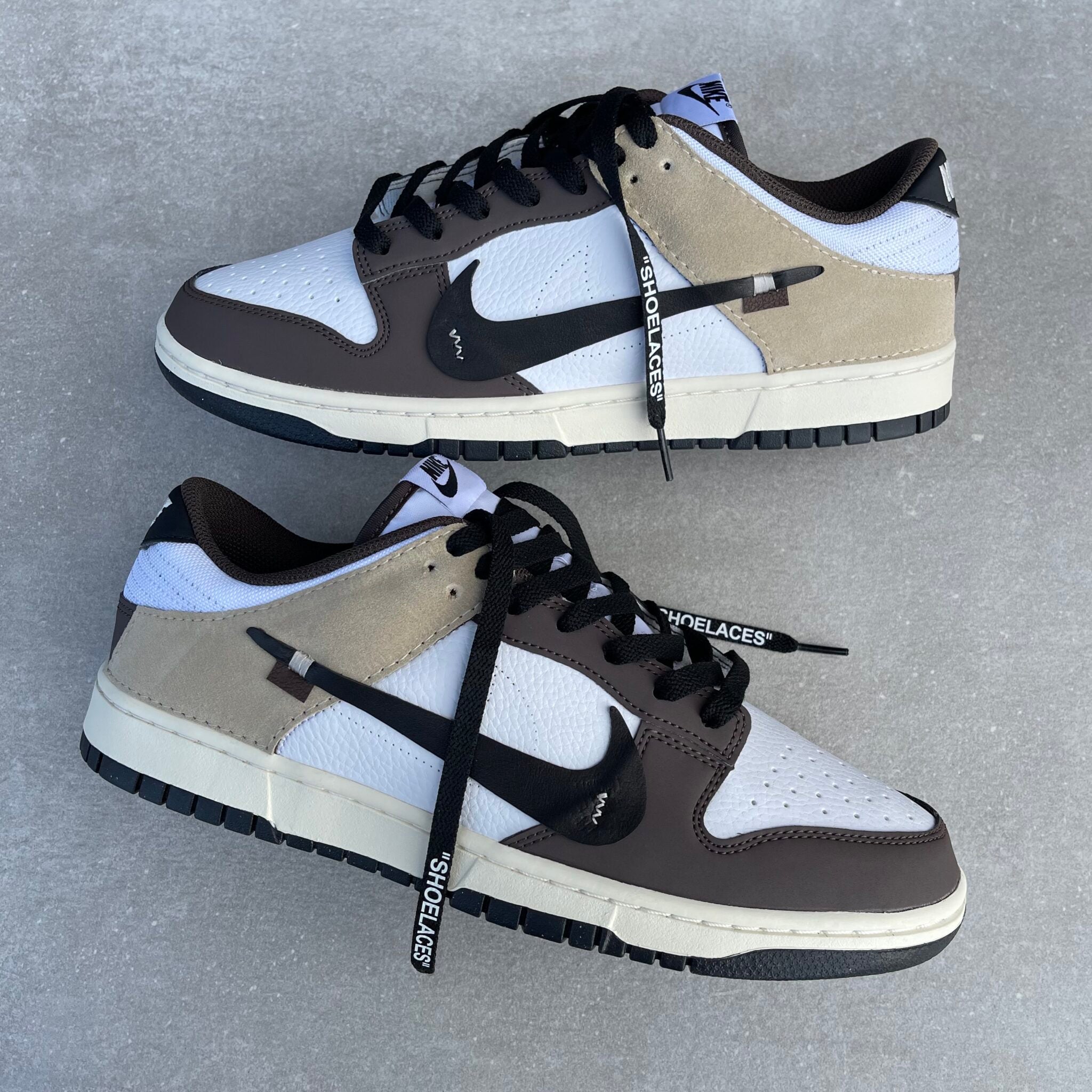 Custom Dunk White Brown Khaki-shecustomize