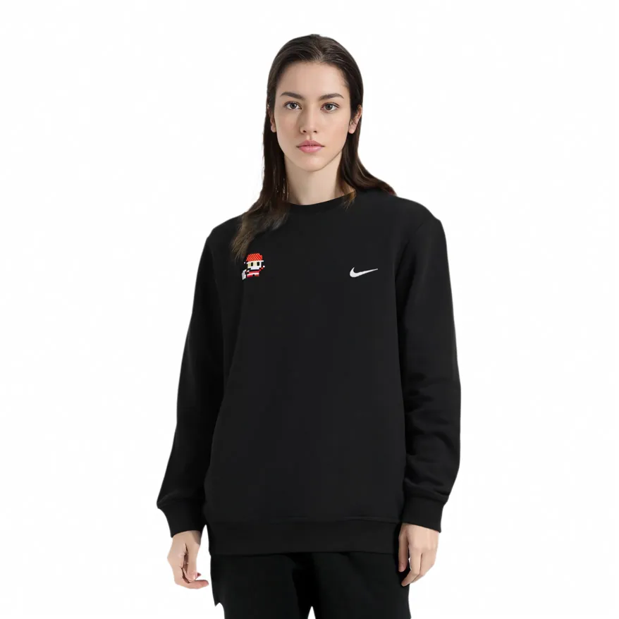Custom Embroidery Nike Sweatshirt Black Pixel Pattern