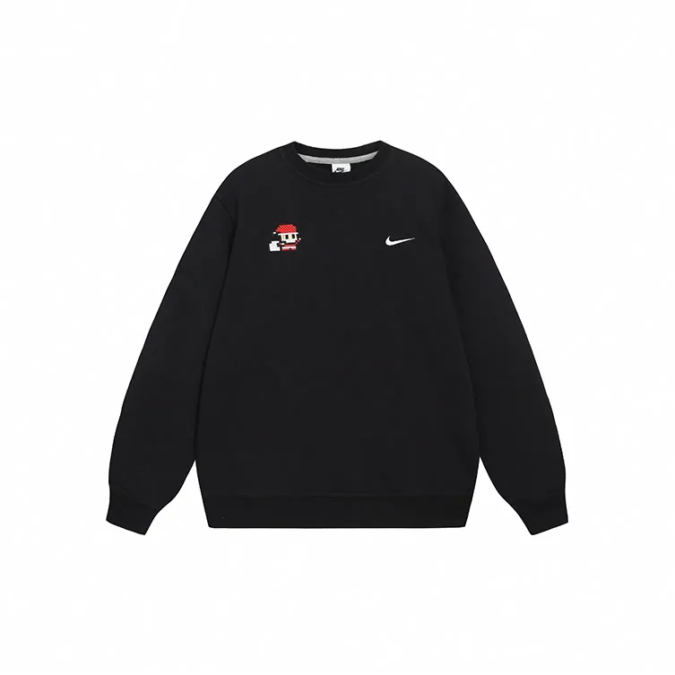 Custom Embroidery Nike Sweatshirt Black Pixel Pattern