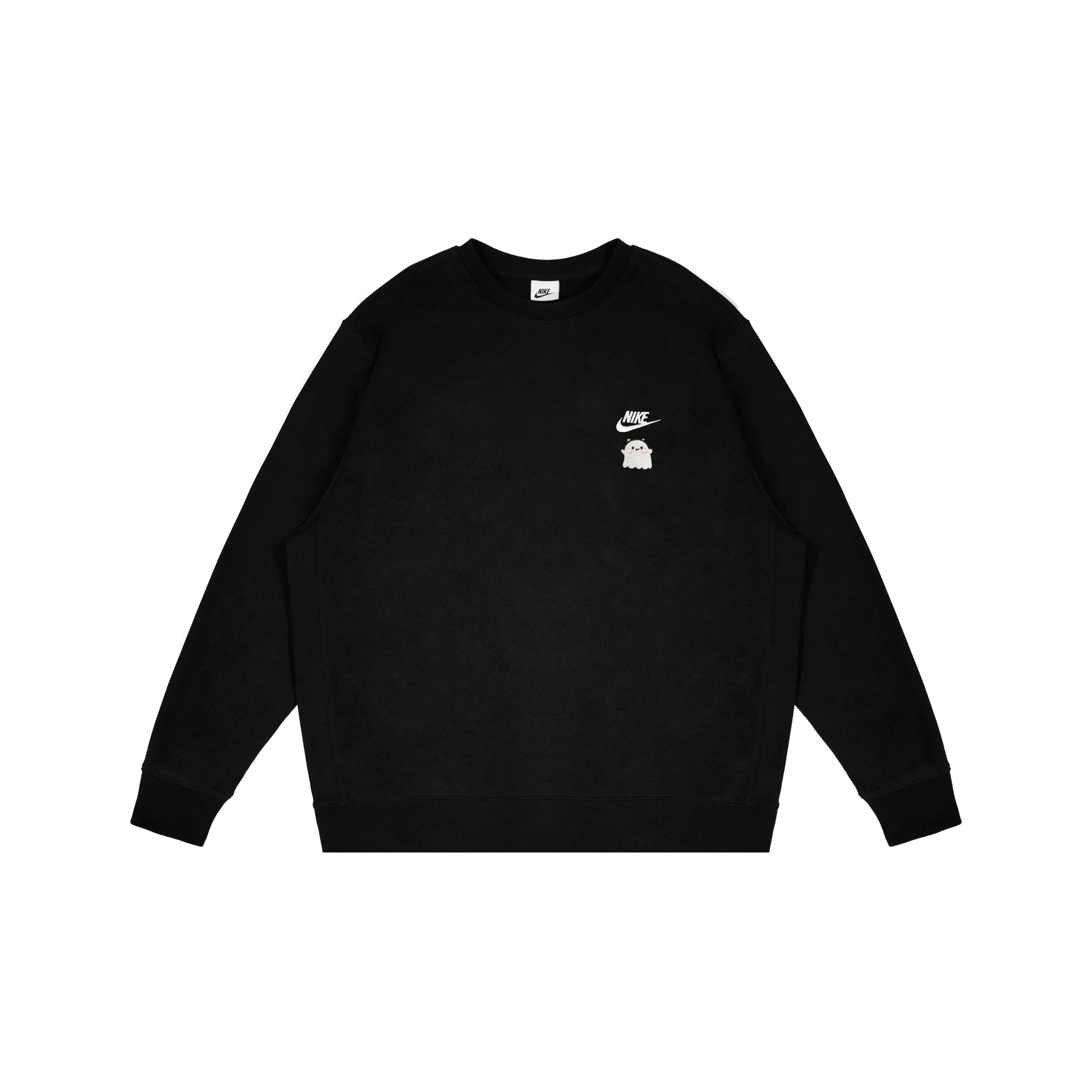 Custom Embroidery Nike Sweatshirt Black With Cute Ghost Design