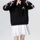 Custom Embroidery Nike Sweatshirt Black With Pink Bows