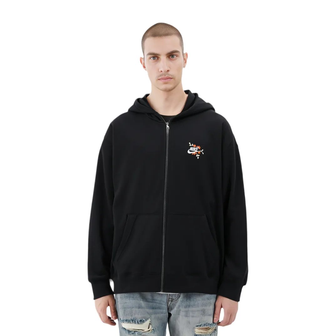 Custom Embroidery Nike Sweatshirt Black With Red Rose