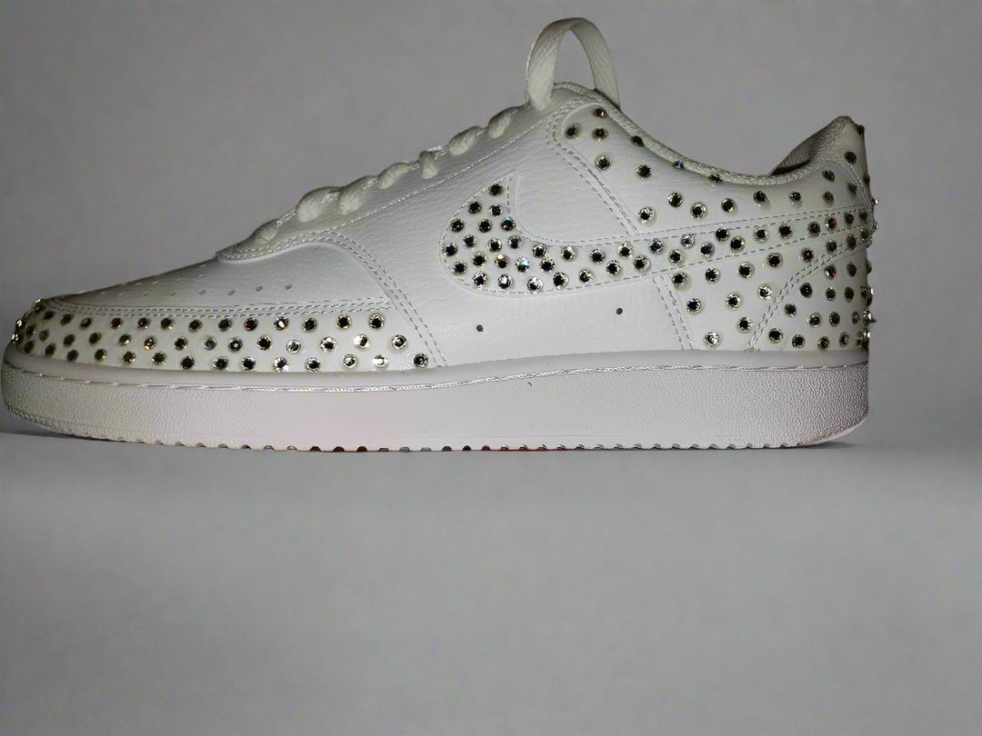 Custom Nike Court Vision White Studded Rhinestones-shecustomize