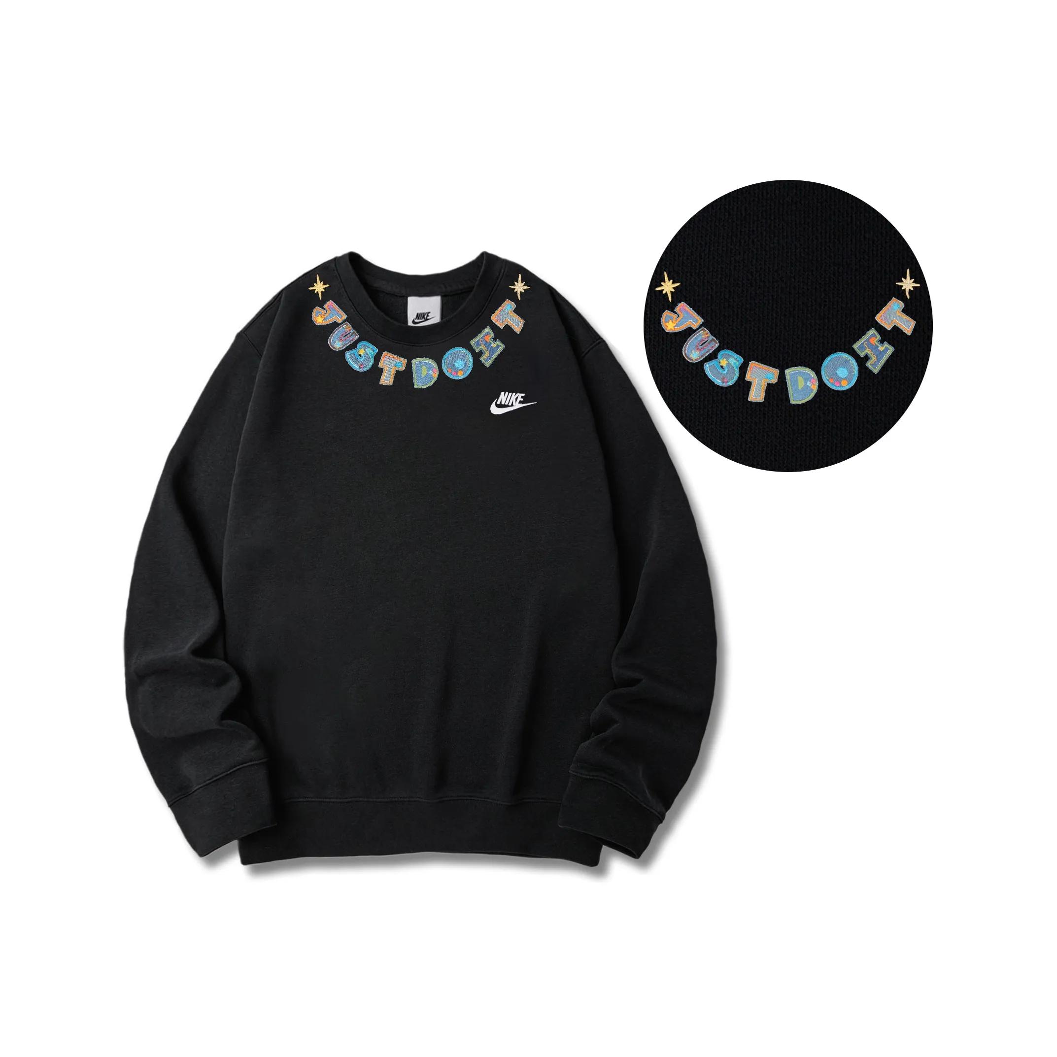 Custom Nike Sweatshirt Black Colorful Just Do It Design