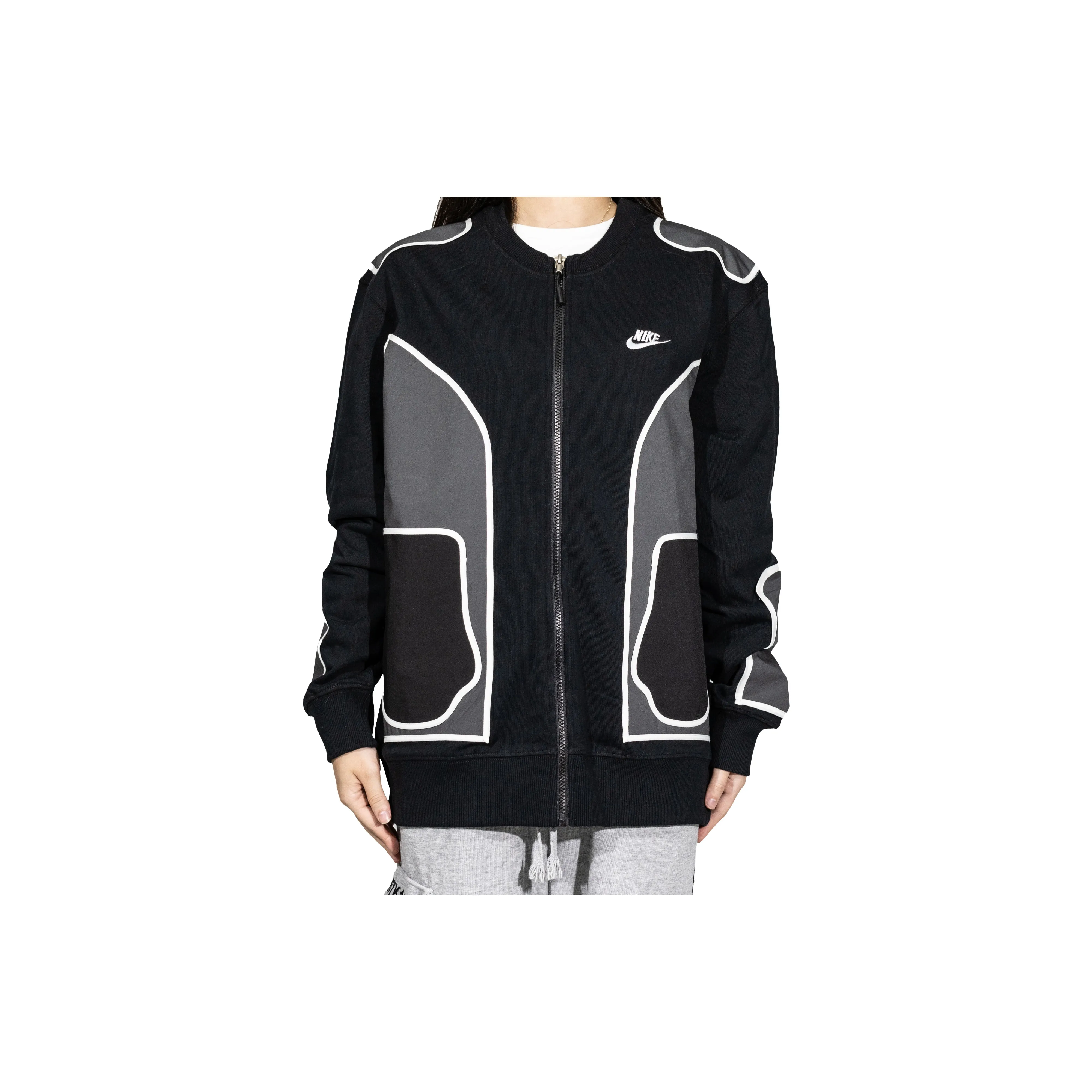 Custom Nike Sweatshirt Black Gray With White Outline Pattern