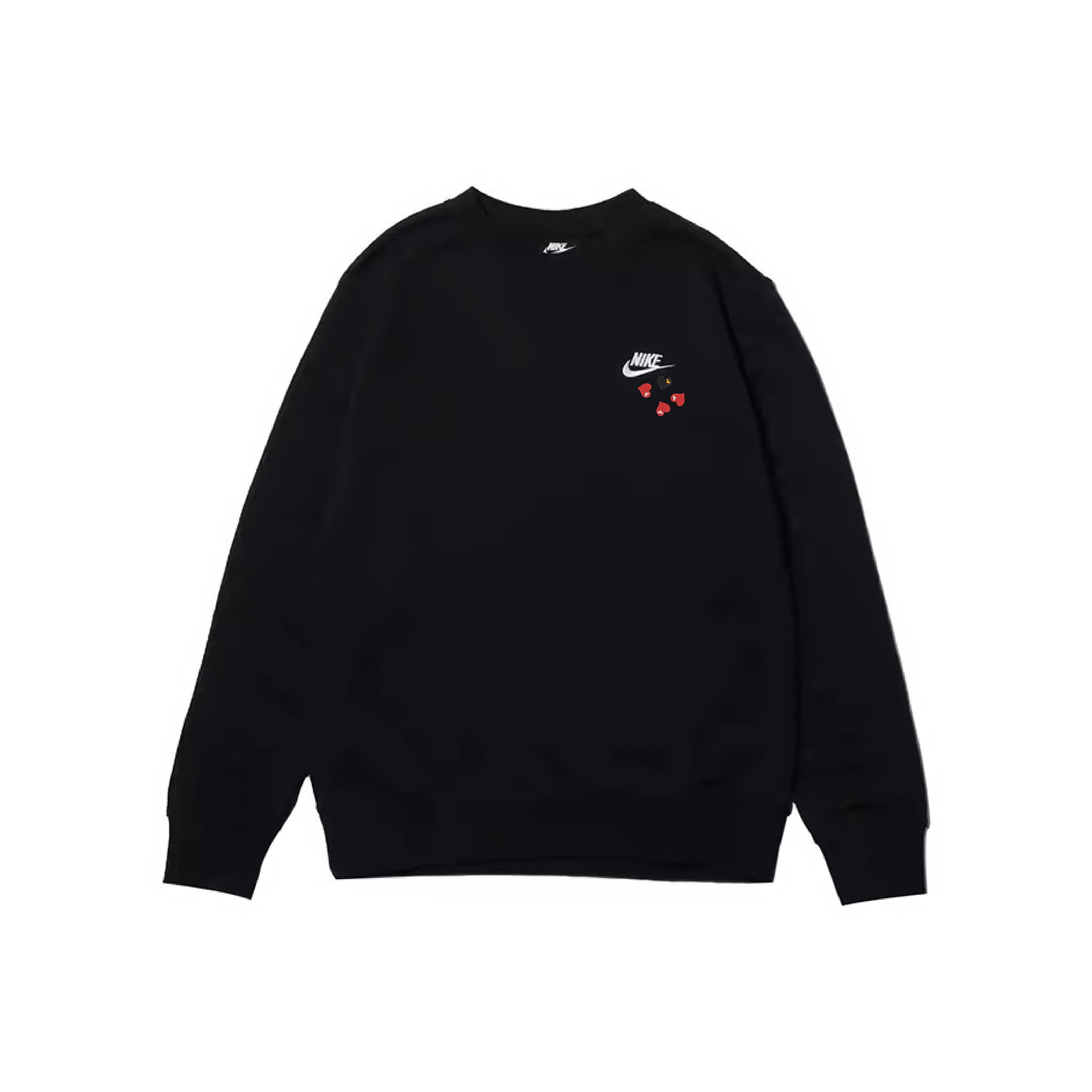 Custom Nike Sweatshirt Black Red Heart Pattern