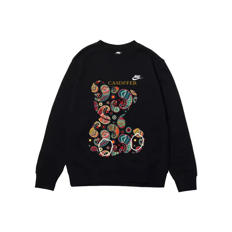 Custom Nike Sweatshirt Black With Colorful Paisley Bear Design
