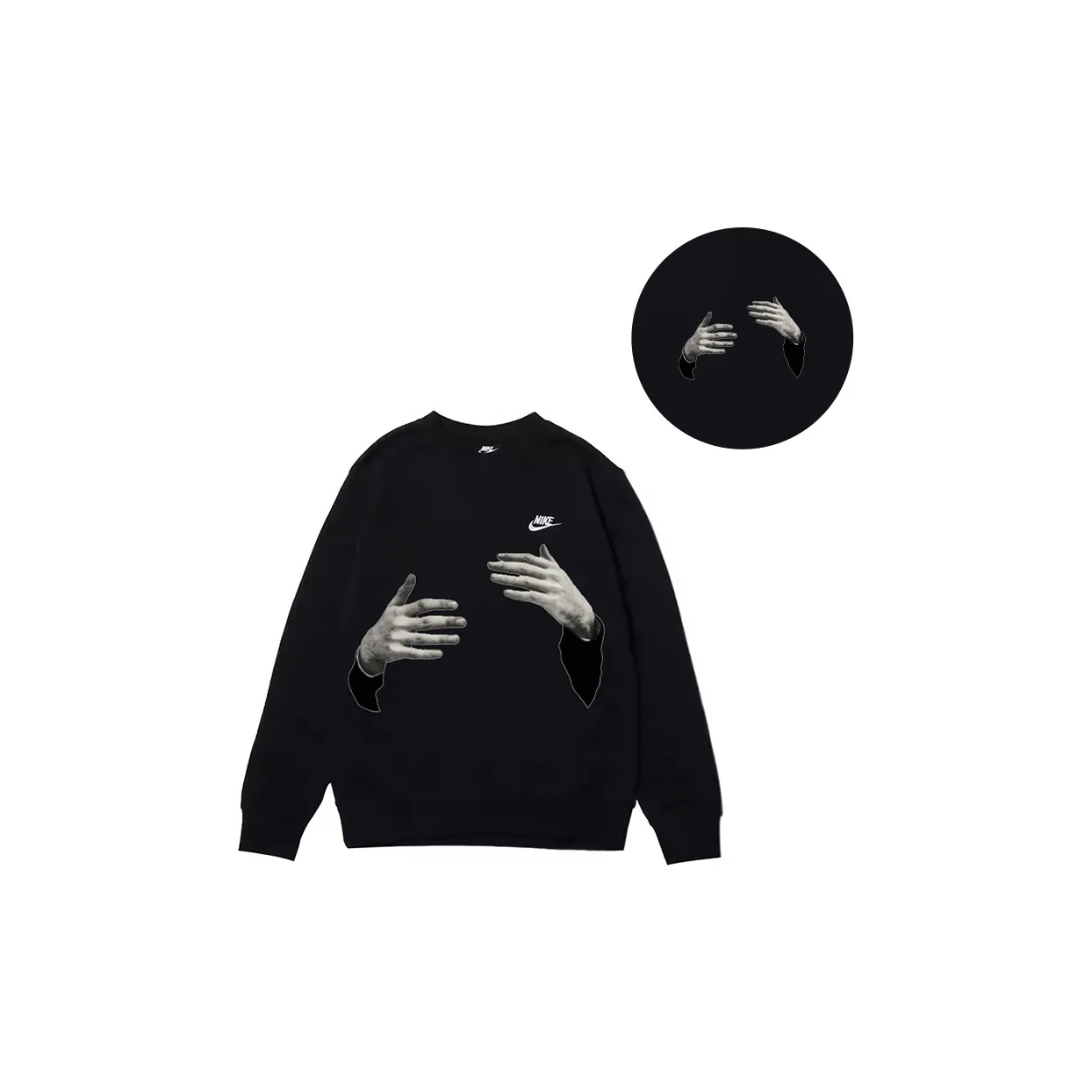 Custom Nike Sweatshirt Black With HAnd Pattern