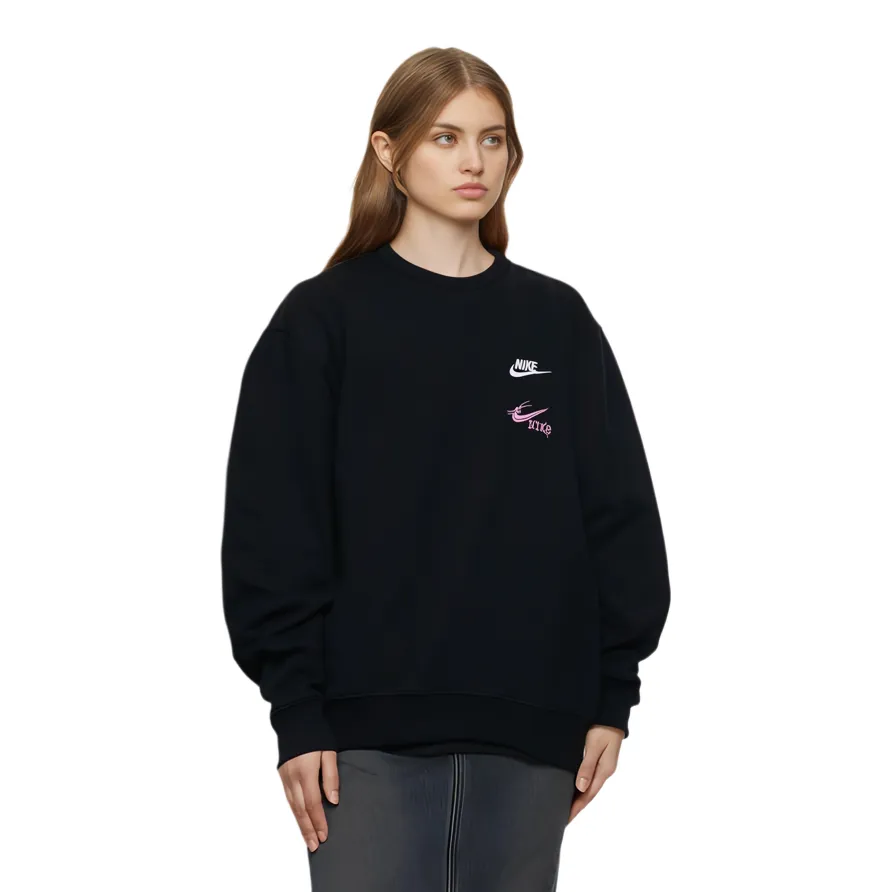 Custom Nike Sweatshirt Black With Pink Logo