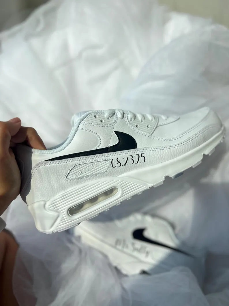 Custom Nike White Black Monogrammed
