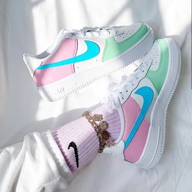 Cute Baby Pink Mint Blue Pastel Custom Air Force 1-shecustomize