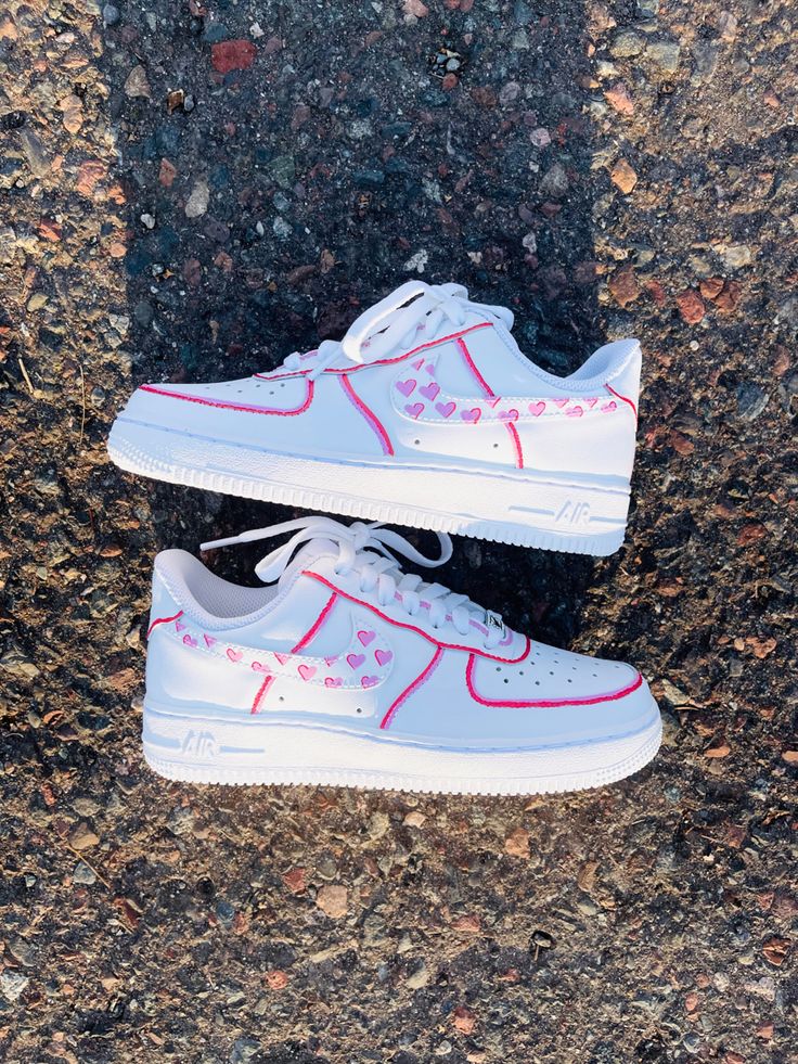Cute Pink Heart Custom Air Force 1-shecustomize