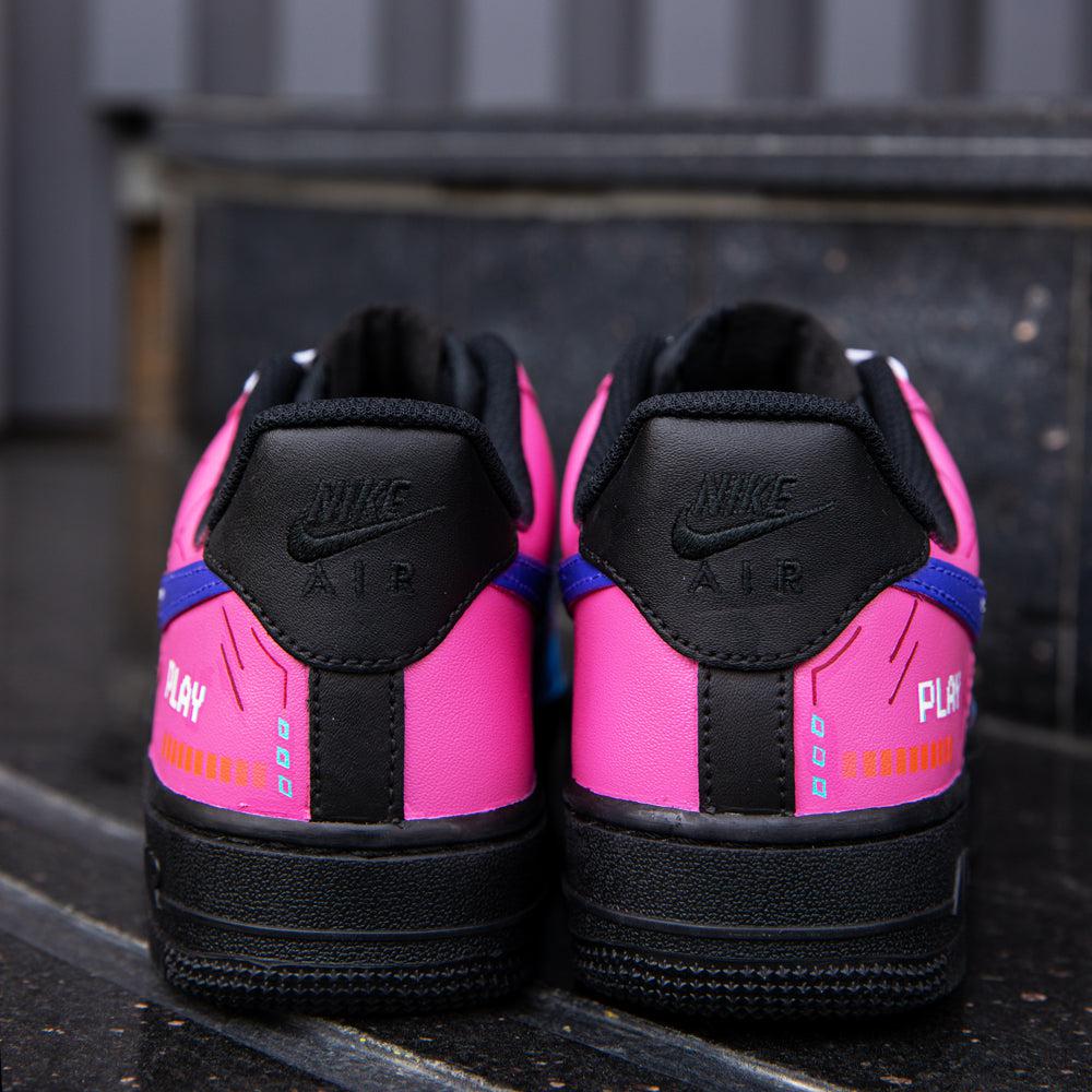 Cyberpunk Pink Blue Black Air Force 1s Custom Shoes Sneakers-shecustomize