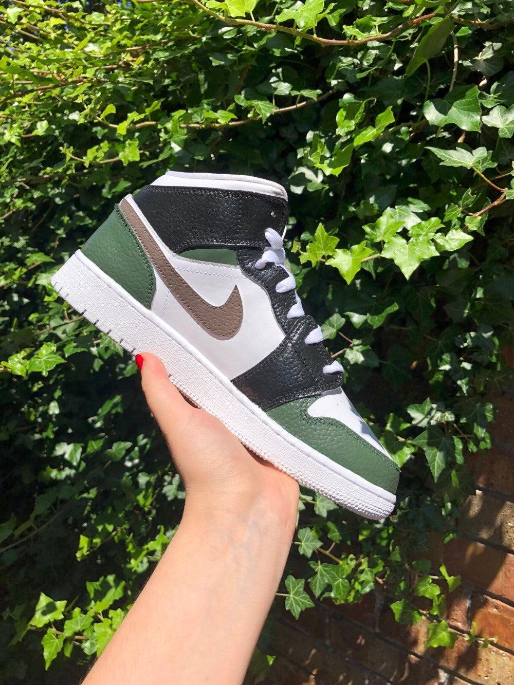 Dark Green Black Custom Air Jordan 1-shecustomize