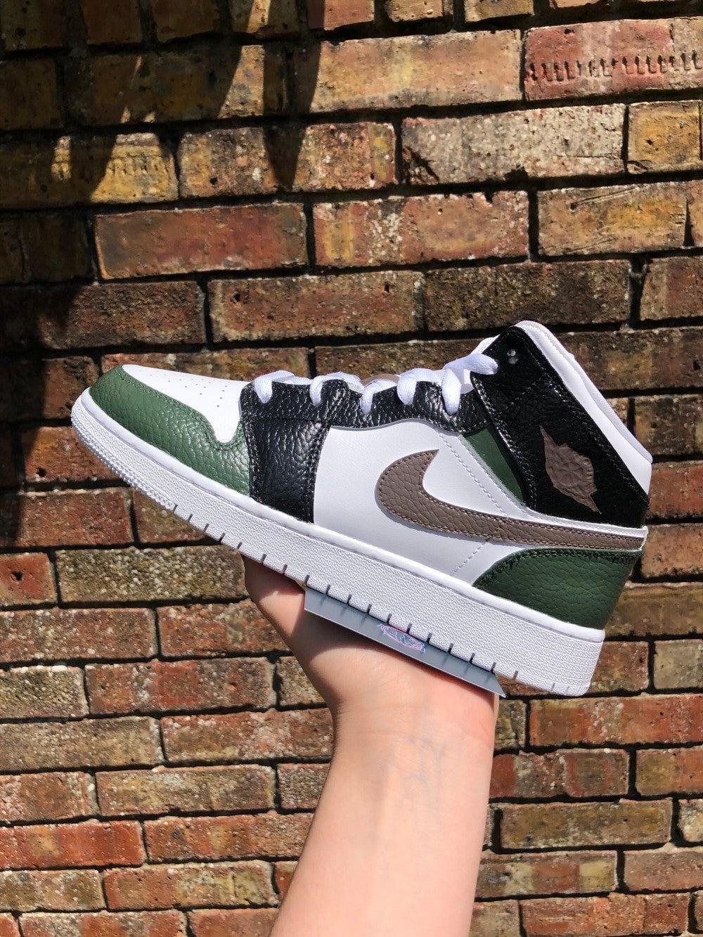 Dark Green Black Custom Air Jordan 1-shecustomize